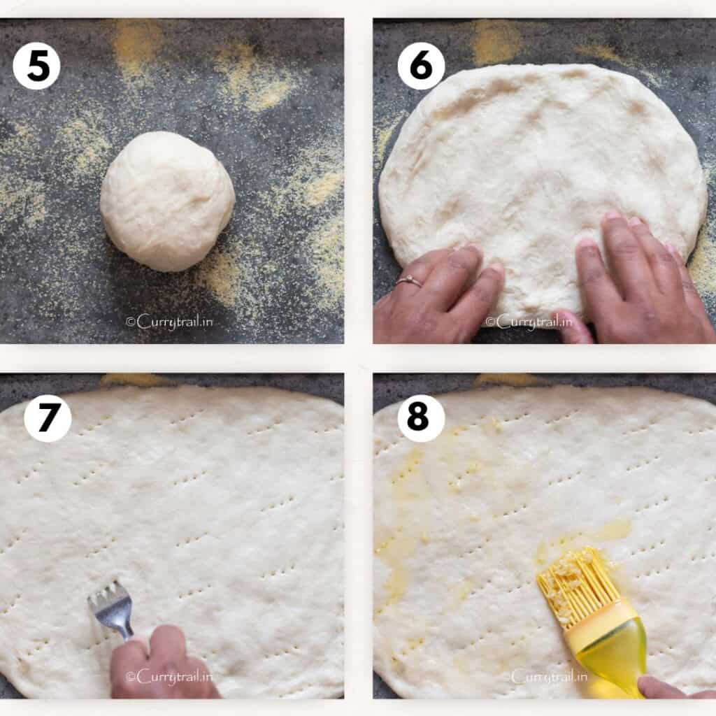 shaping pizza dough for breakfast.