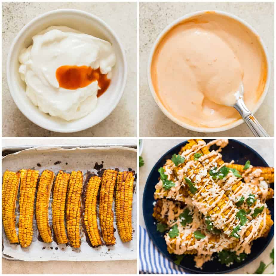 step by step picture collage of how to make corn ribs