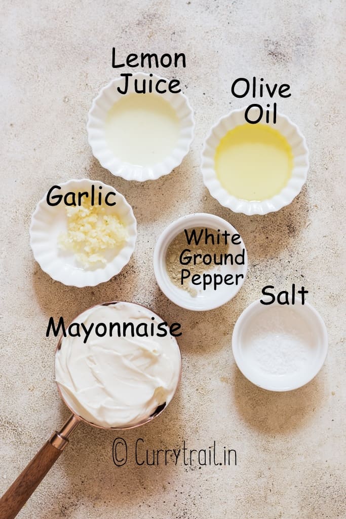 ingredients for garlic aioli sauce