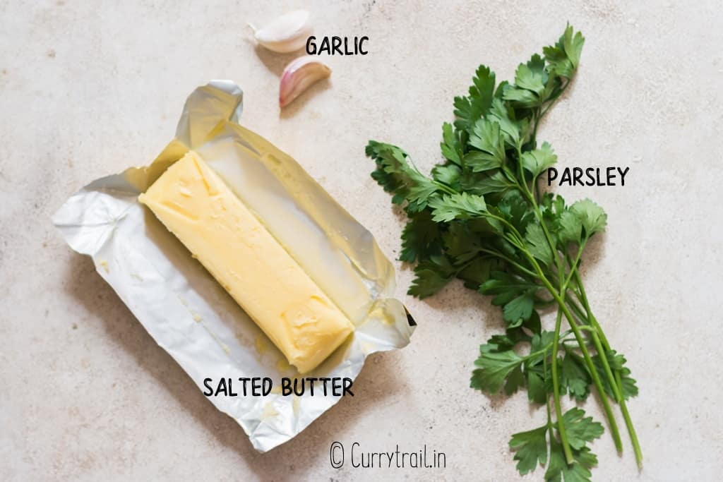 all ingredients for making garlic butter