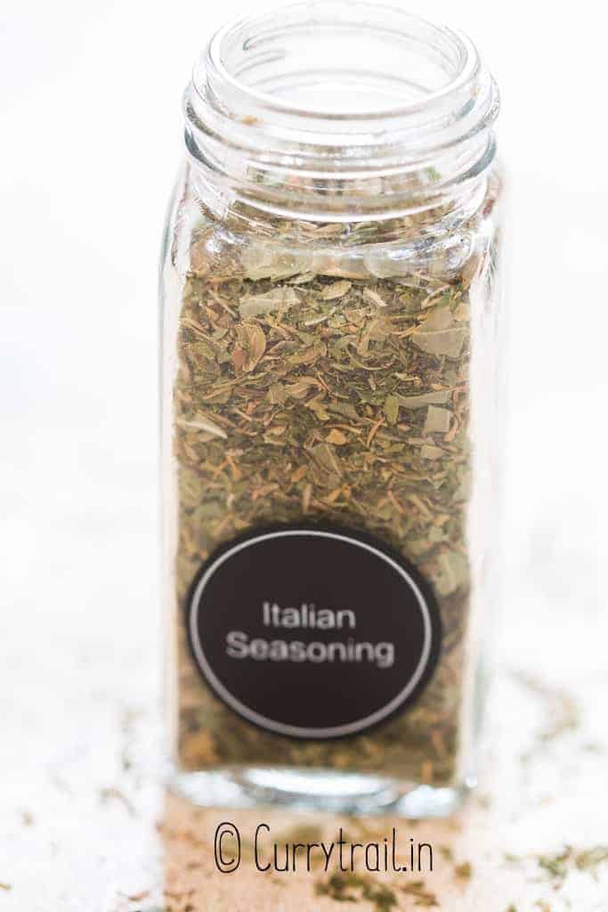 Italian style seasoning in spice jar