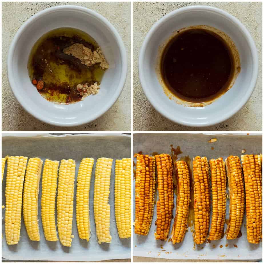 step by step picture collage of how to make corn ribs