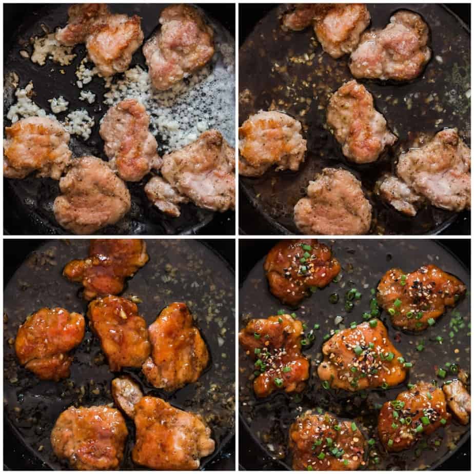 step by step making of honey garlic chicken