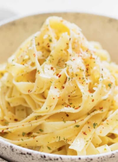 bowl of buttered noodles