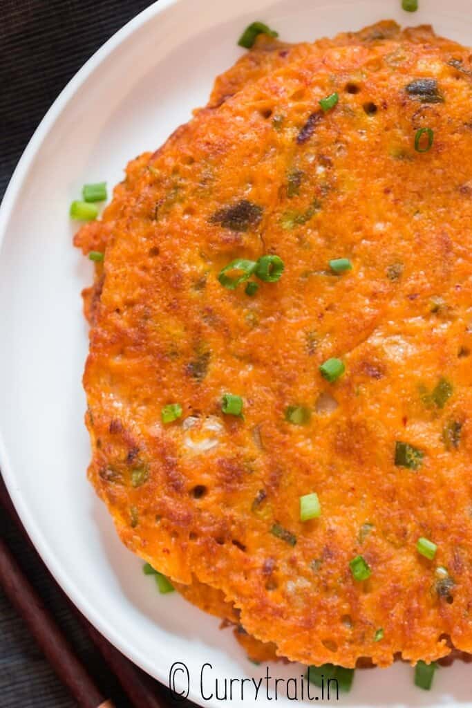 close view of kimchi pancake