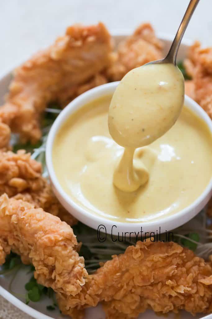 close view of honey mustard sauce