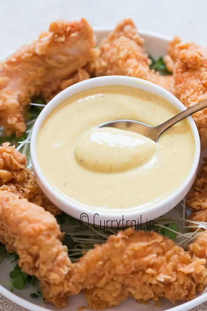 close view of honey mustard sauce