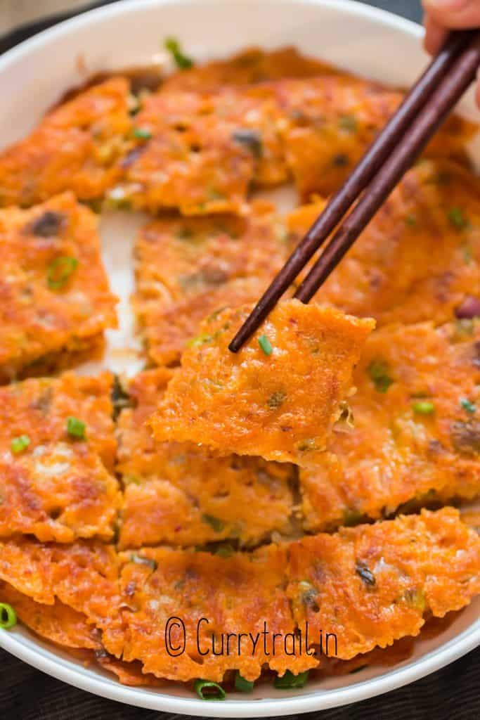 savory pancake with fermented kimchi