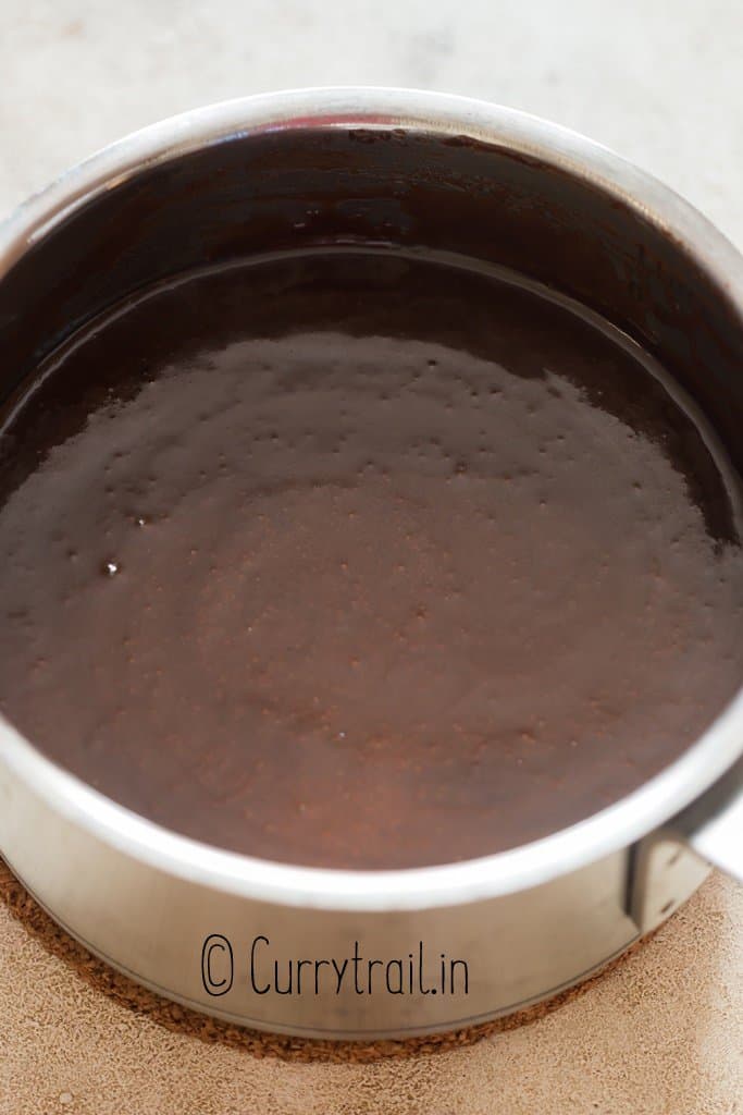 making hot fudge sauce in sauce pan