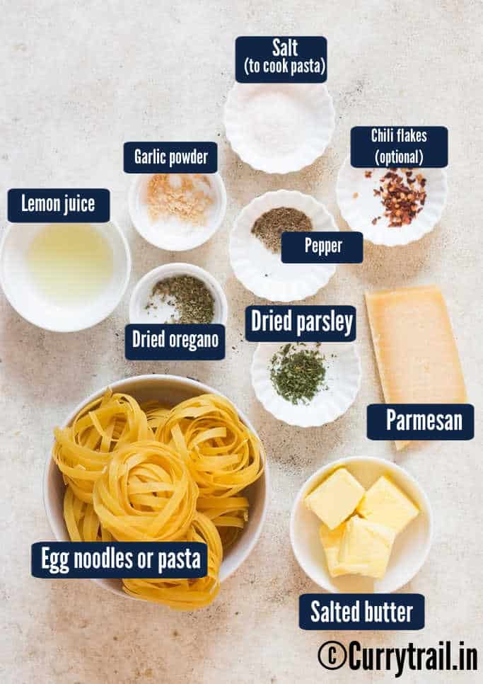 all ingredients for butter noodles