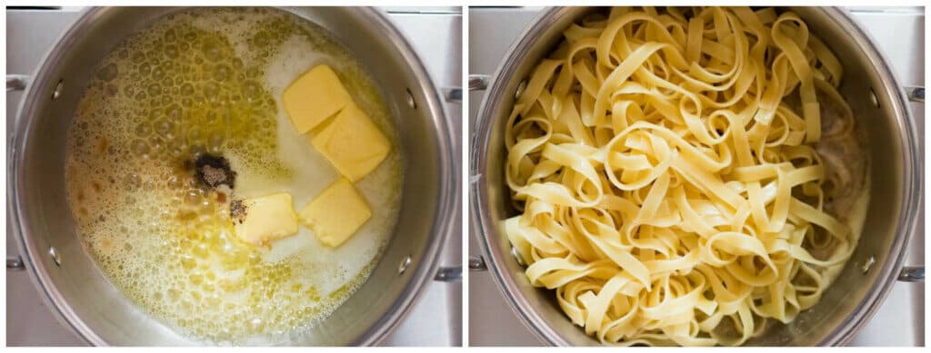 making noodles with butter sauce