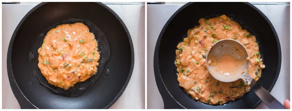 picture collage of kimchi pancake