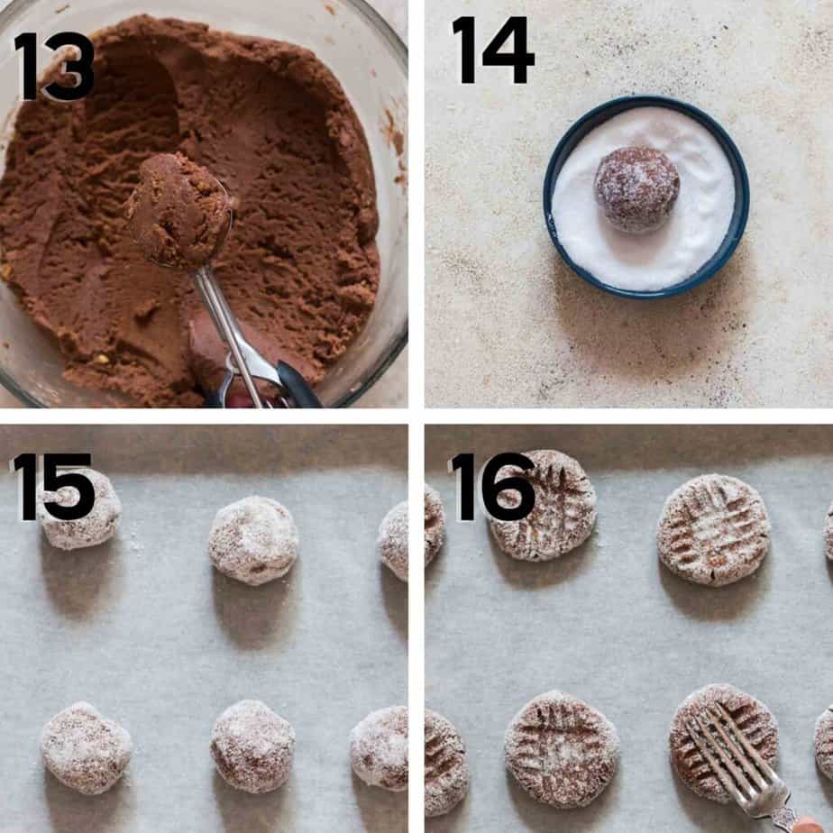 picture collage of making peanut butter cookies