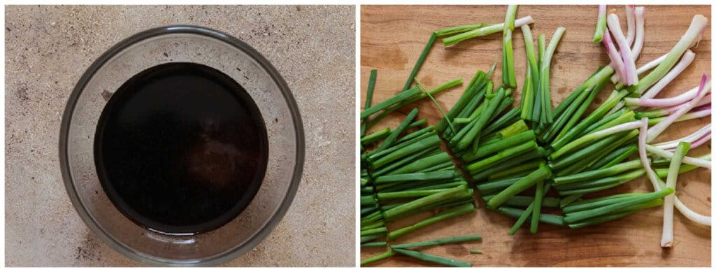 prep work for soy sauce noodles