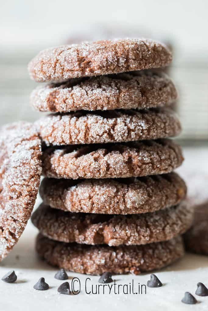 stacks of chocolate peanut butter cookies