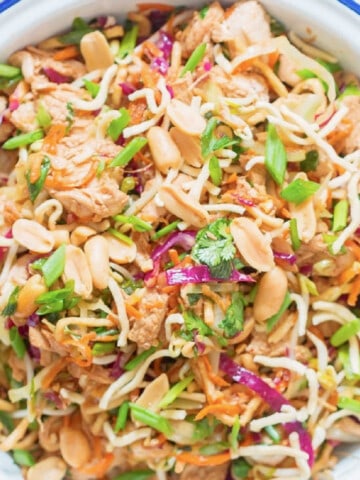 close view of Asian chicken salad