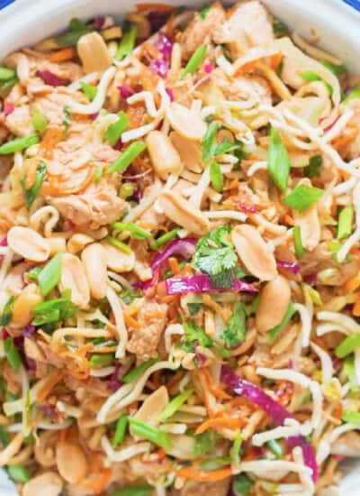 close view of Asian chicken salad