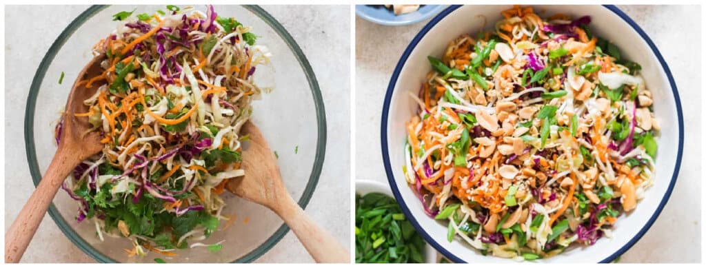 Asian slaw picture collage