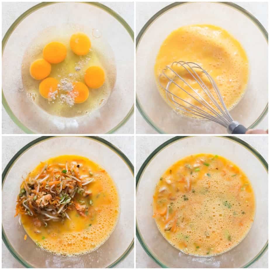picture collage of making Chinese omelette