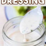 ranch dressing with buttermilk in jar with text