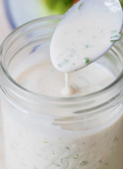 ranch dressing with buttermilk in jar