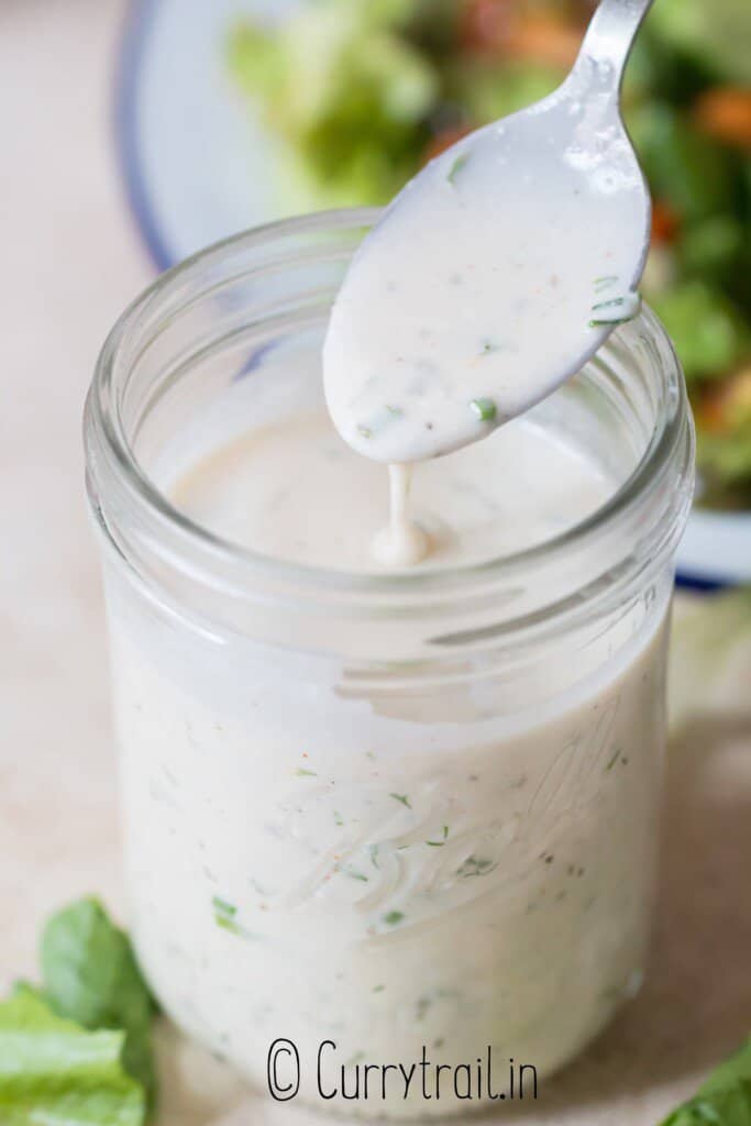 ranch dressing with buttermilk in jar