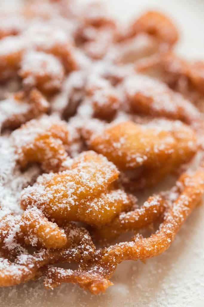 close up view of funnel cake