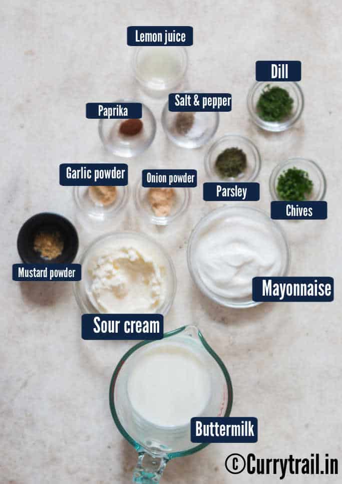 ingredients for ranch dressing