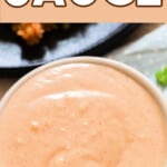 yum yum sauce in bowl with text