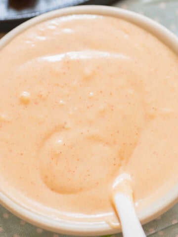 close view of Japanese yum yum sauce