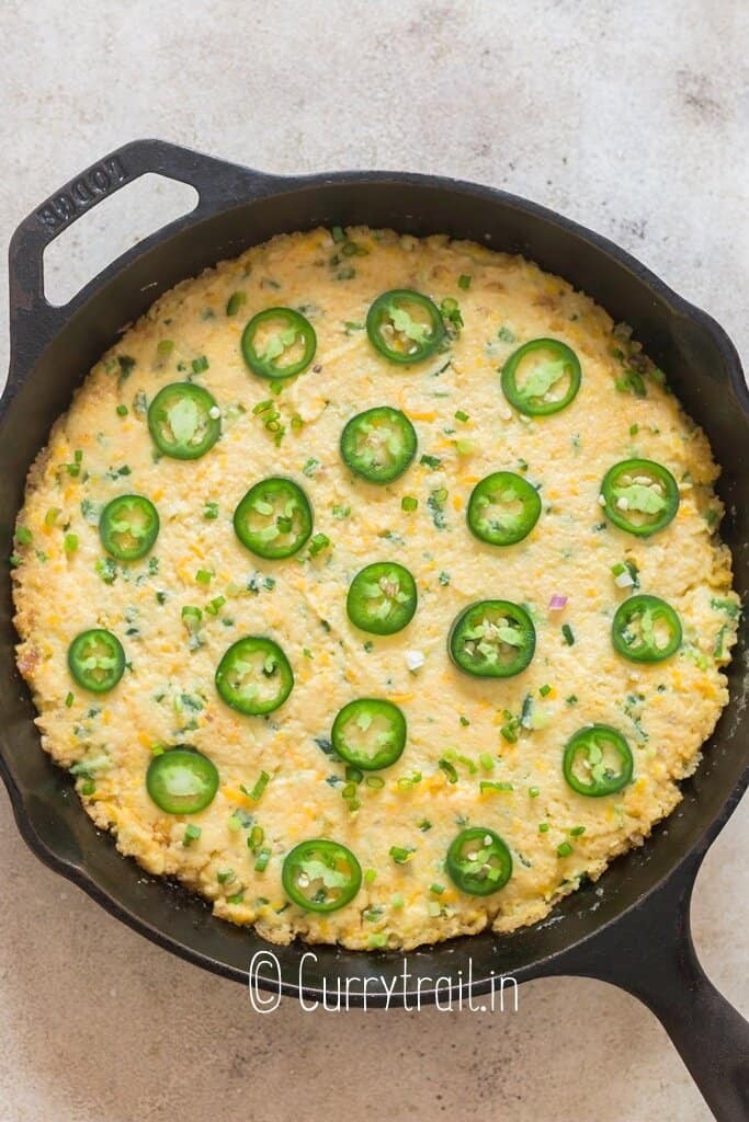 before baking cornbread in cast iron pan