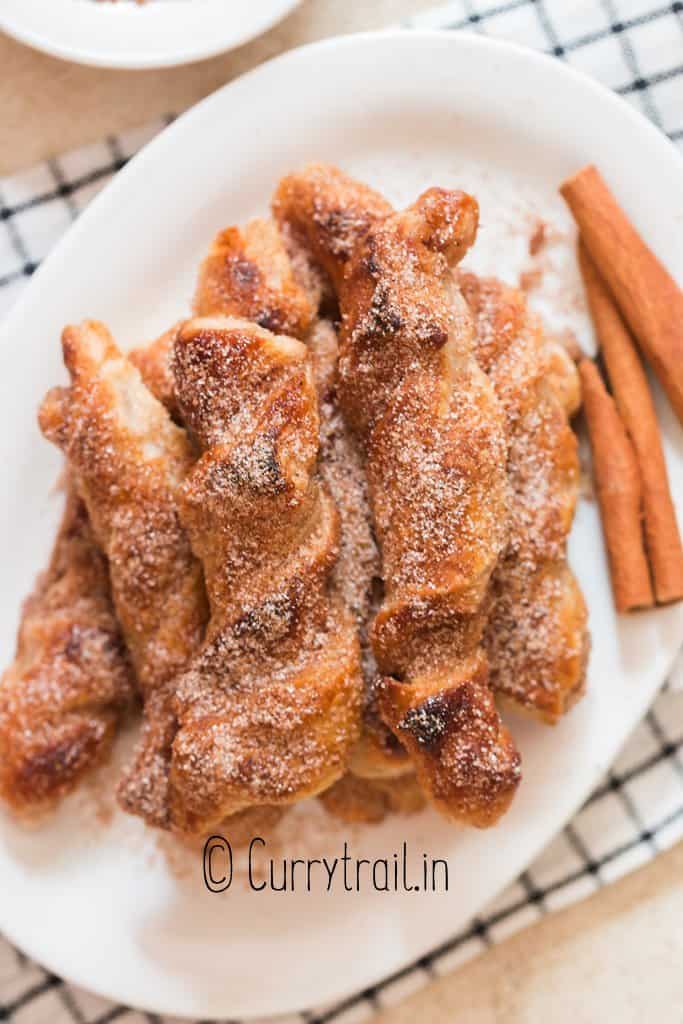 cinnamon twists on plate