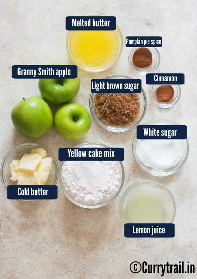 all ingredients for apple dump cake