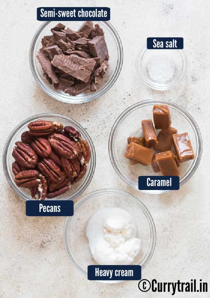 ingredients for chocolate turtle candy
