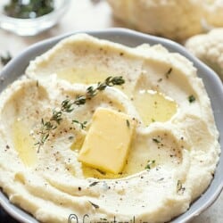 mashed cauliflower in bowl