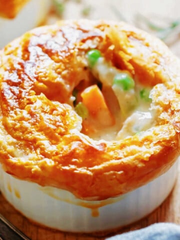 close up view of chicken pot pie