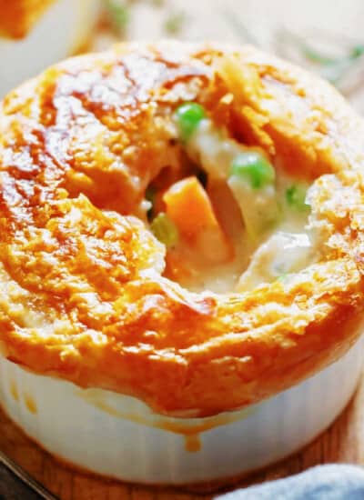 close up view of chicken pot pie
