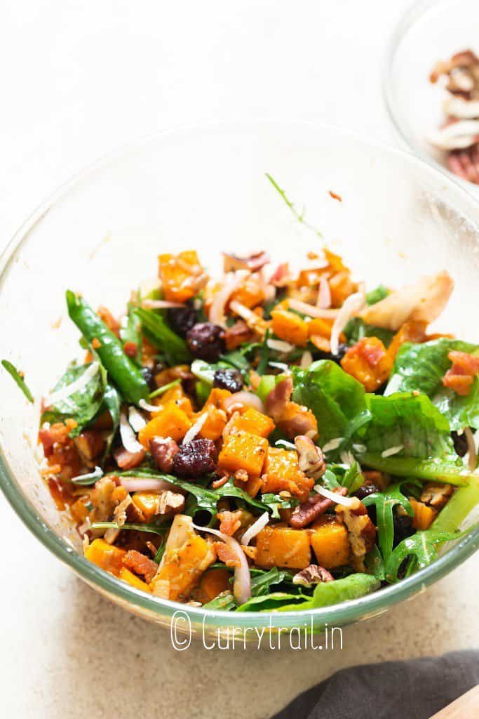 making butternut squash salad