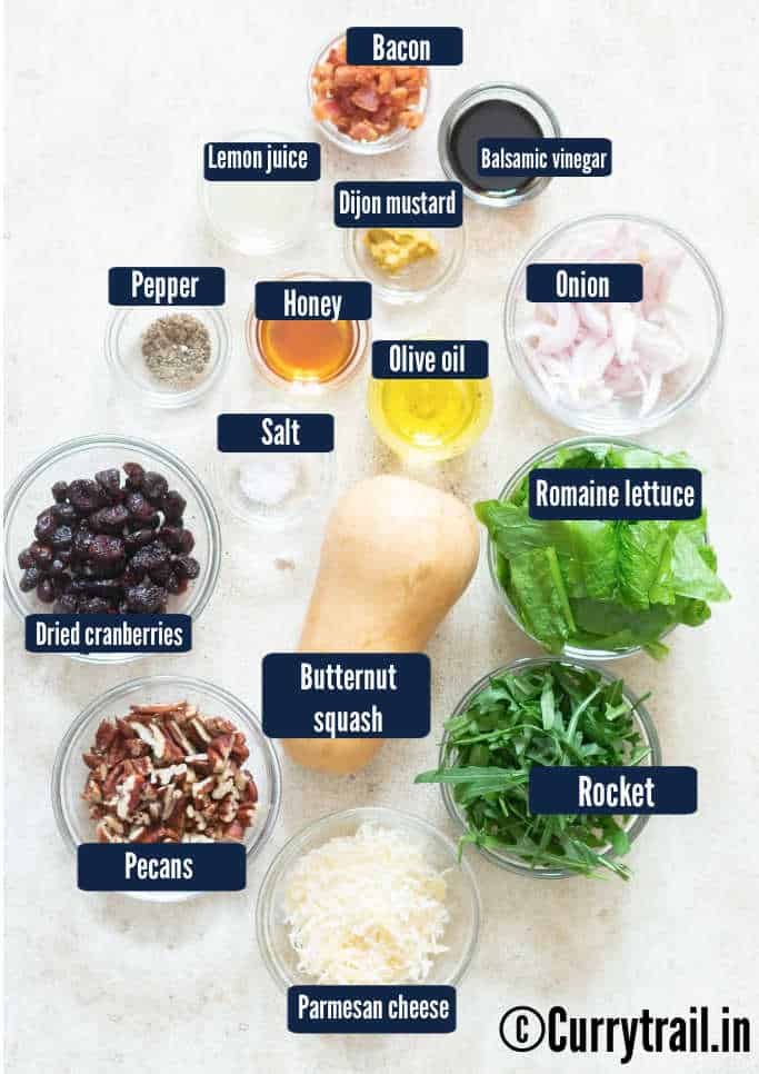 ingredients for butternut squash salad