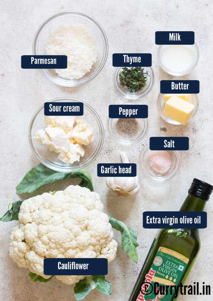 all ingredients for cauliflower mash