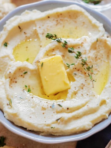 close up view of cauliflower mash