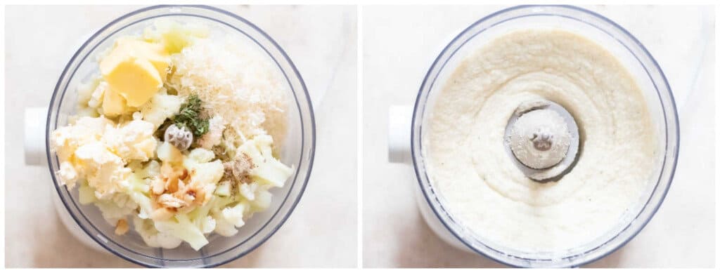 making smooth creamy mashed cauliflower in food processor