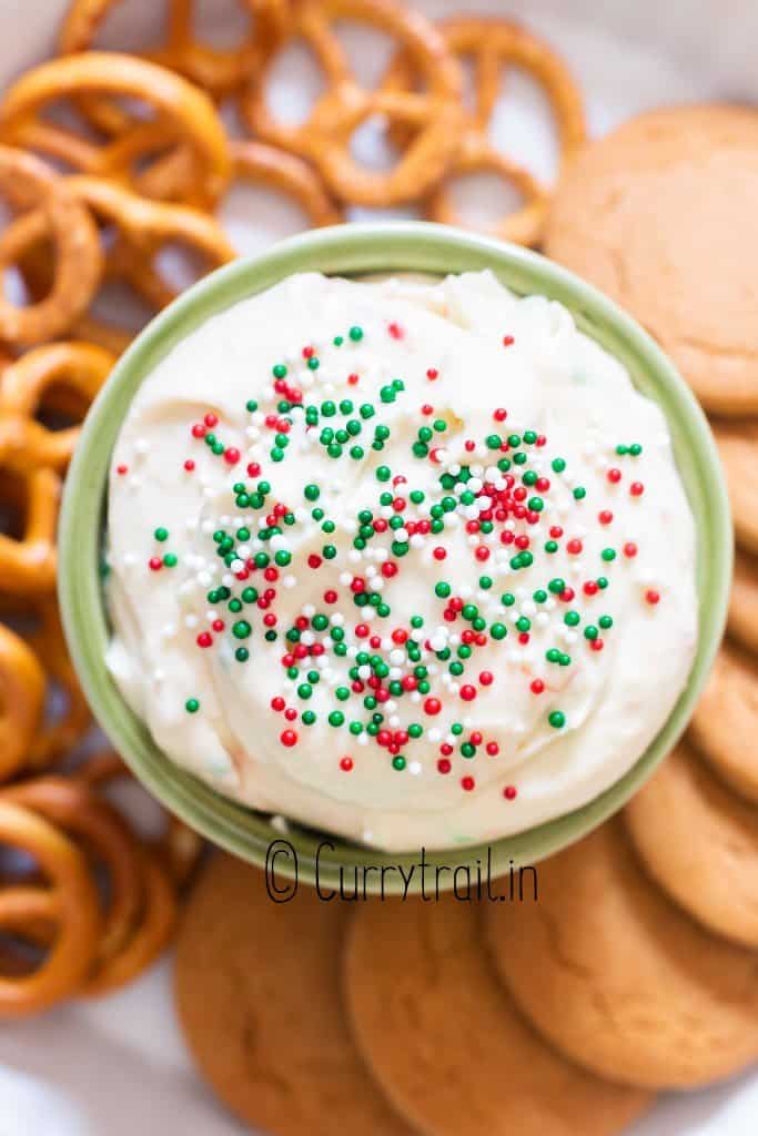 cookies and pretzels with cookie dip