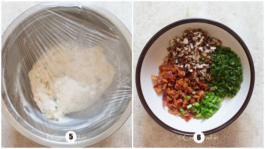 collage of making cheese balls coating.