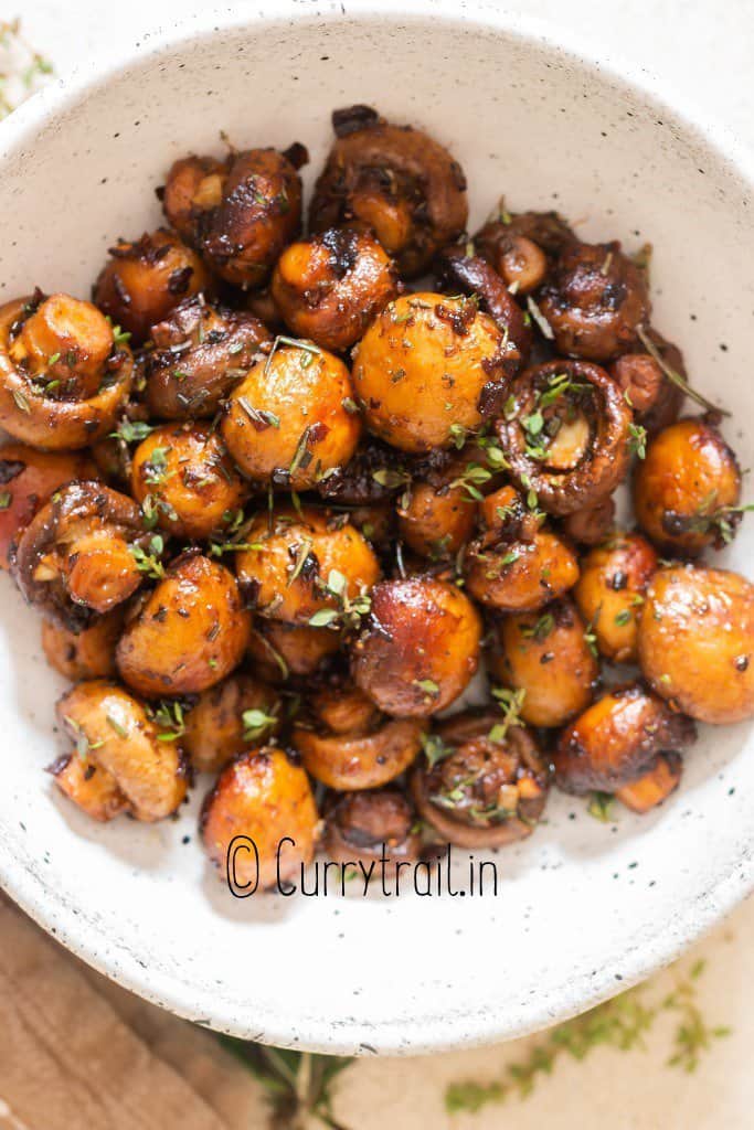 mushrooms cooked in garlic butter herb sauce