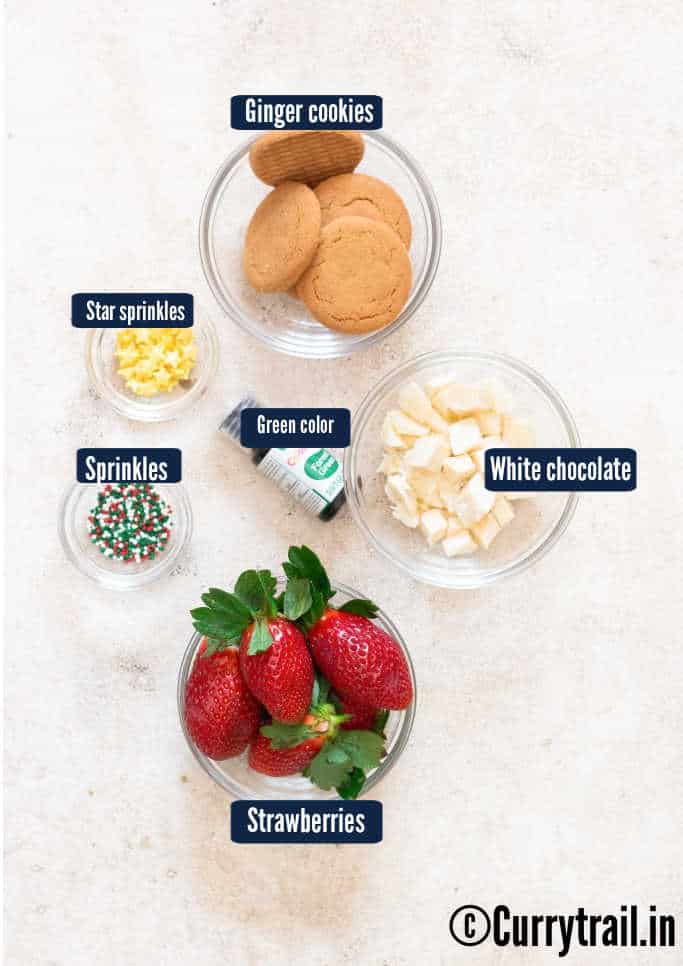 ingredients for strawberry Christmas tree