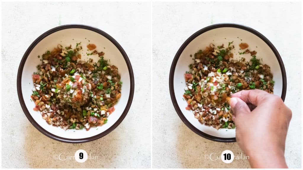 coating mini cheese balls in nut mix.