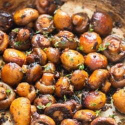 mushrooms cooked in garlic butter herb sauce