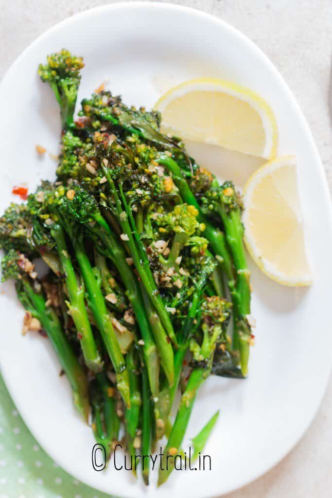 tender broccolini cooked with garlic and lemon