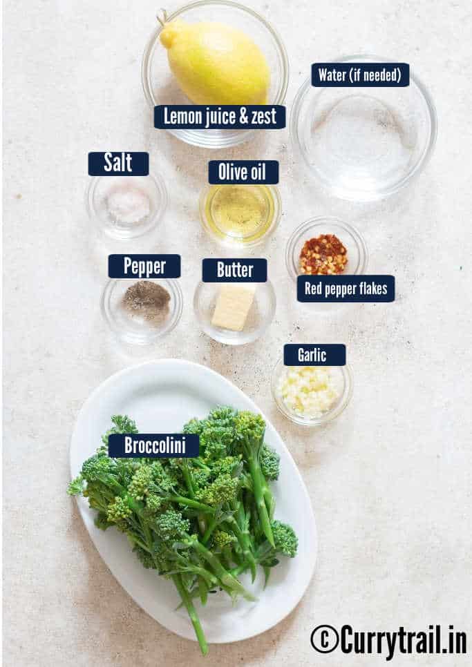 all ingredients for cooking broccolini